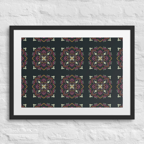 Jewel Ikat Matted Framed Poster mockup 1 pattern preview