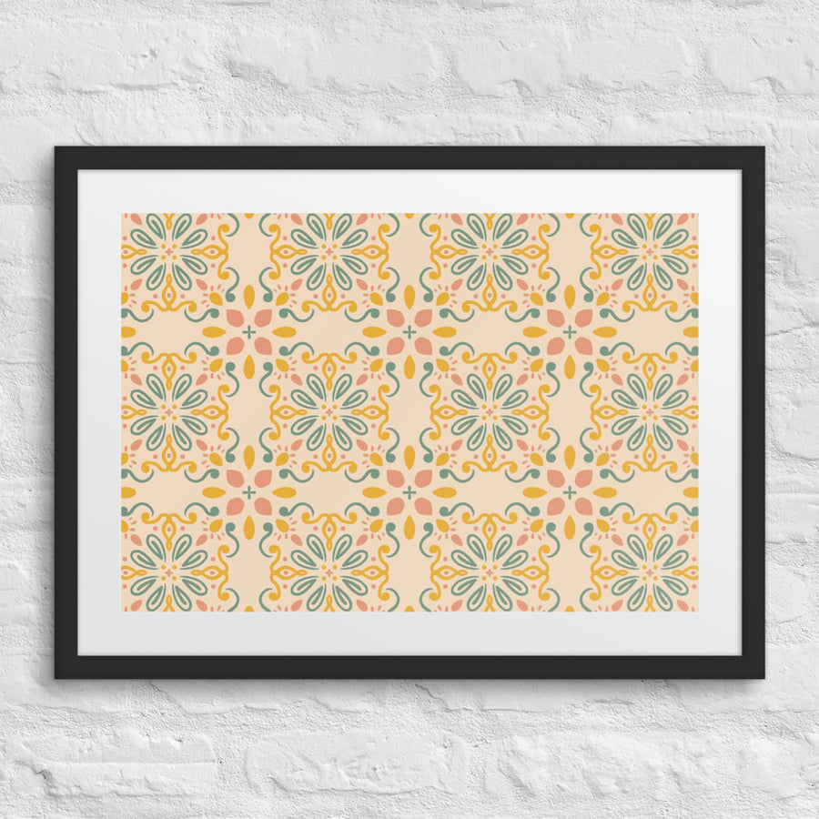 Folk Cross Tile Matted Framed Poster mockup 1