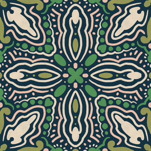 Midnight Folk Tile AOP Leggings mockup 2 pattern preview