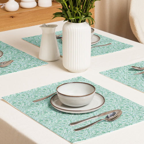 Teal Vine Damask Placemat Set mockup 1 pattern preview