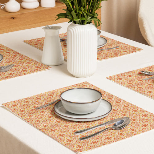 Tangerine Folk Placemat Set mockup 1 pattern preview