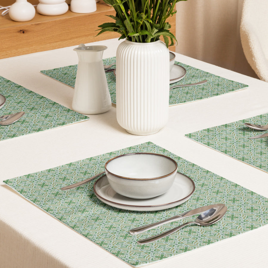 Mint Folk Placemat Set mockup 1