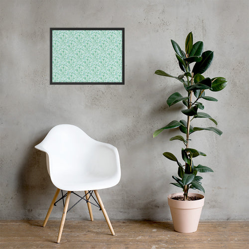 Teal Vine Damask Framed Photo Poster mockup 1 pattern preview