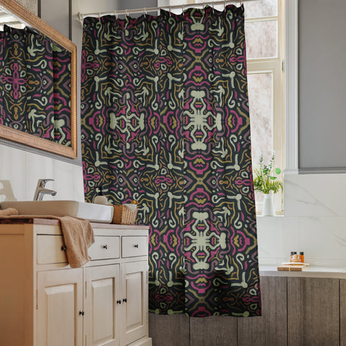 Psychedelic Damask Shower Curtain mockup 1 pattern preview