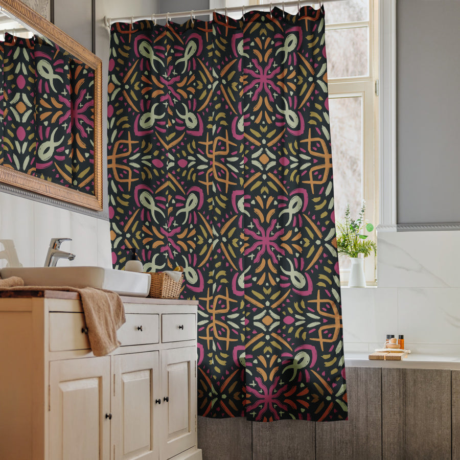 Disco Cross Shower Curtain mockup 1