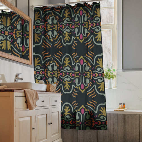 Folk Totem Shower Curtain mockup 1 pattern preview