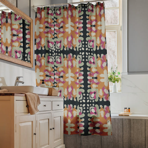 Inkblot Medallion Shower Curtain mockup 1 pattern preview