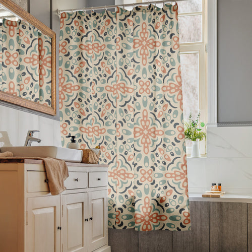 Dotwork Scatter Shower Curtain mockup 1 pattern preview