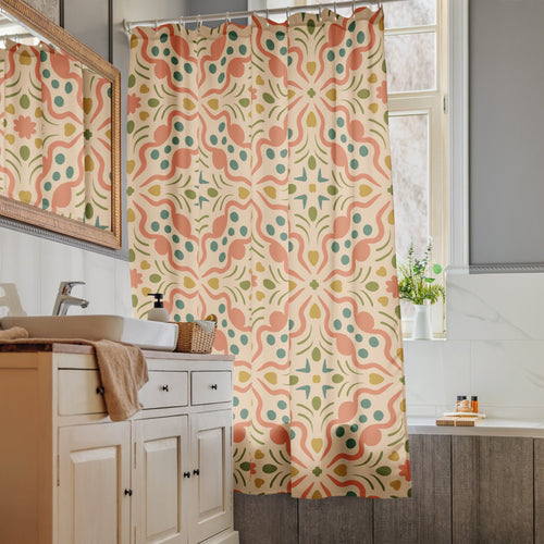 Serpentine Bloom Shower Curtain mockup 1 pattern preview