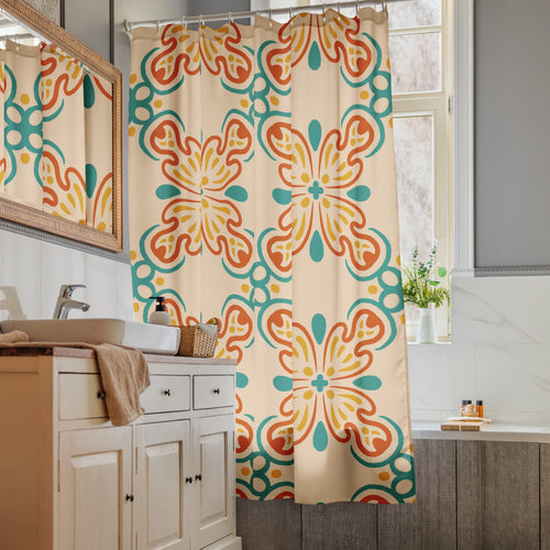 Citrus Tile Shower Curtain mockup 1 pattern preview