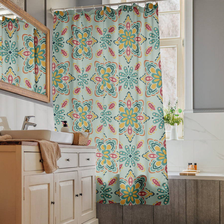 Spice Market Shower Curtain mockup 1