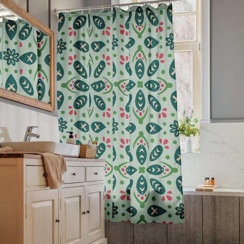 Leaf Souk Shower Curtain mockup 1 pattern preview