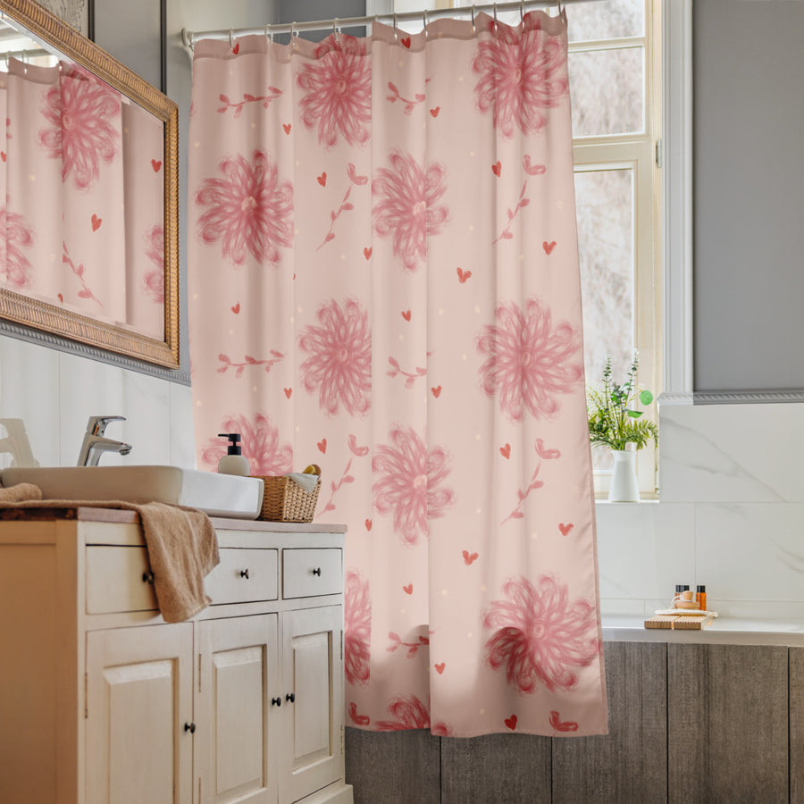 Delicate Romance 5 Shower Curtain mockup 1