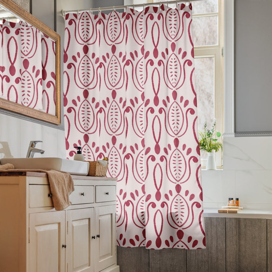 Alison Petal Throne Shower Curtain mockup 1