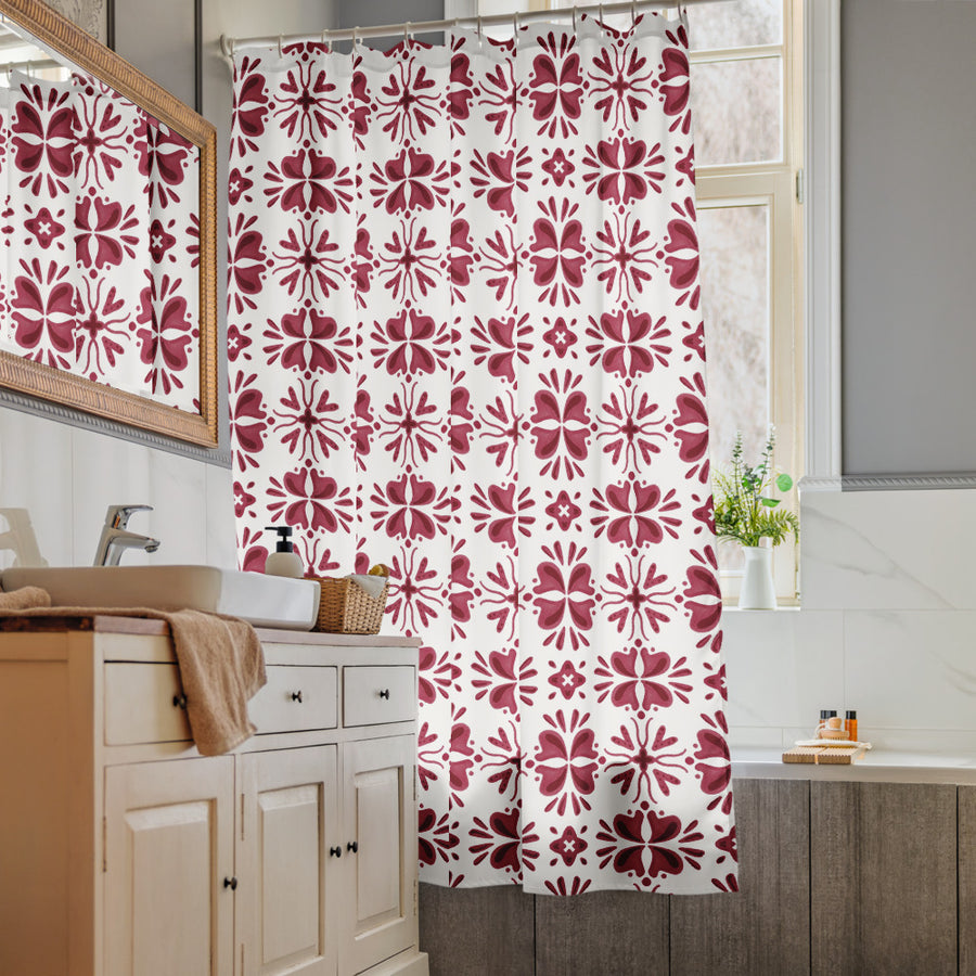 Alison Spice Cabinet Shower Curtain mockup 1