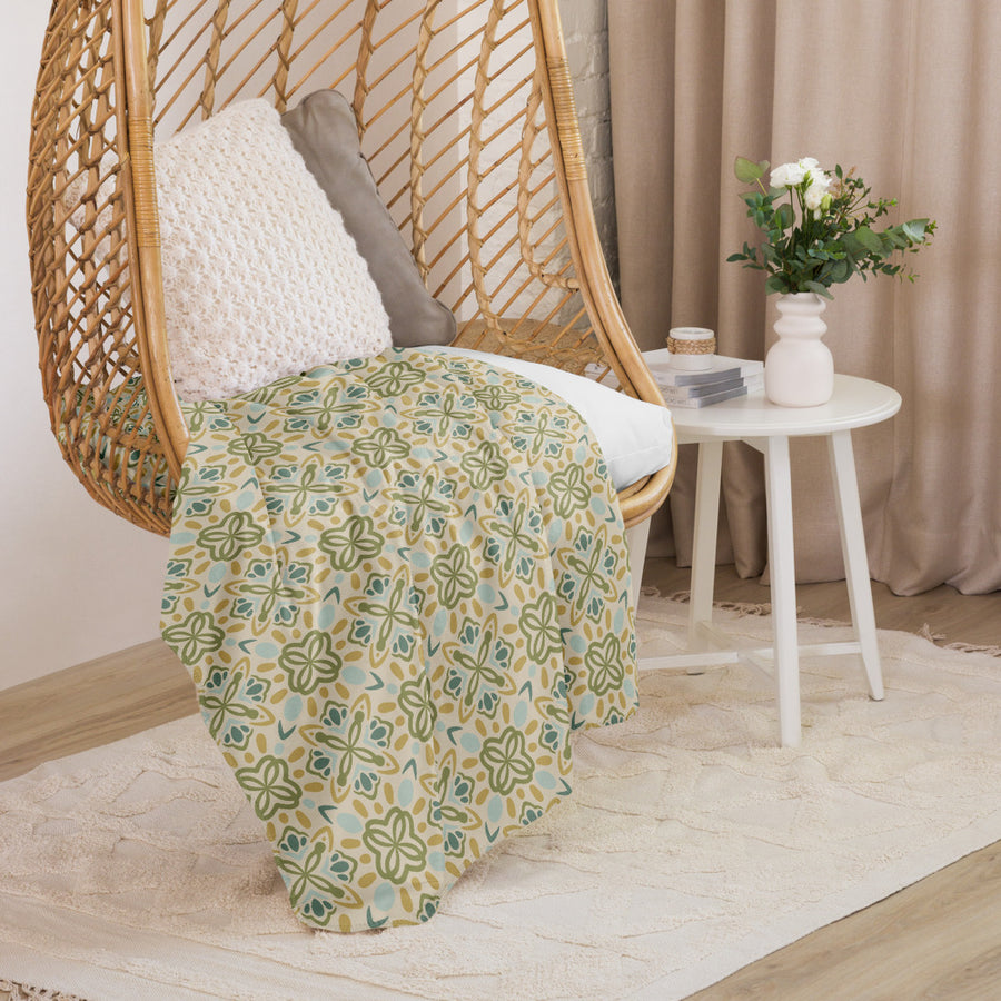 Garden Clover Cross Sherpa Blanket mockup 1