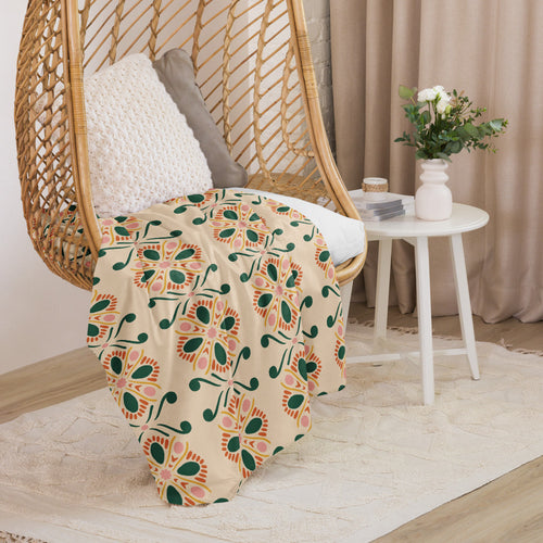 Forest Butterfly Tile Sherpa Blanket mockup 1 pattern preview
