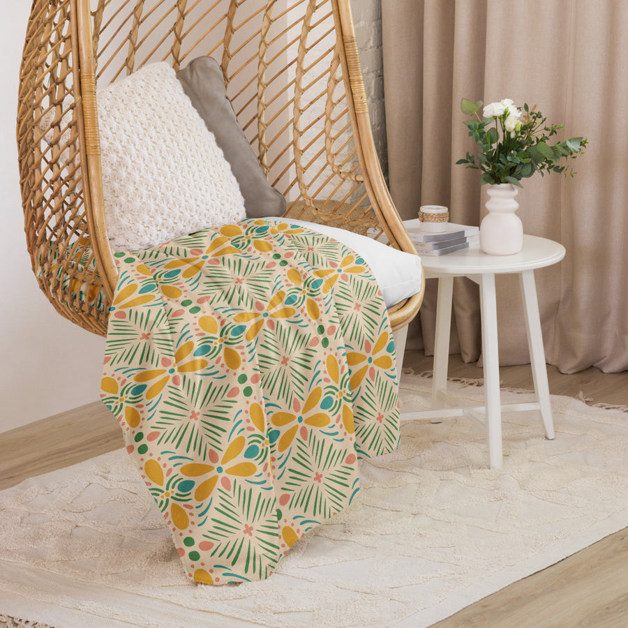 Sunshine Petal Sherpa Blanket mockup 1