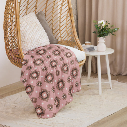 Mocha Medallion Sherpa Blanket mockup 1 pattern preview