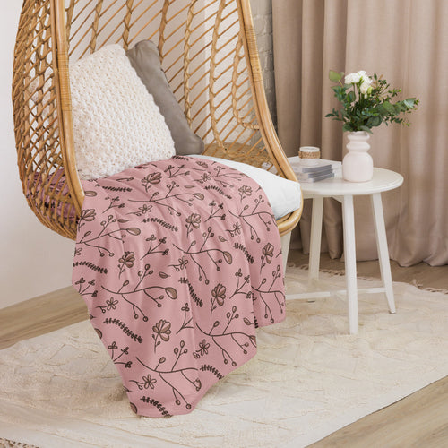 Mocha Sprig Sherpa Blanket mockup 1 pattern preview
