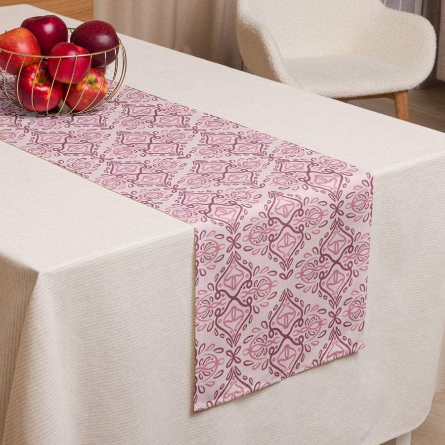 Rose Damask Table Runner mockup 1