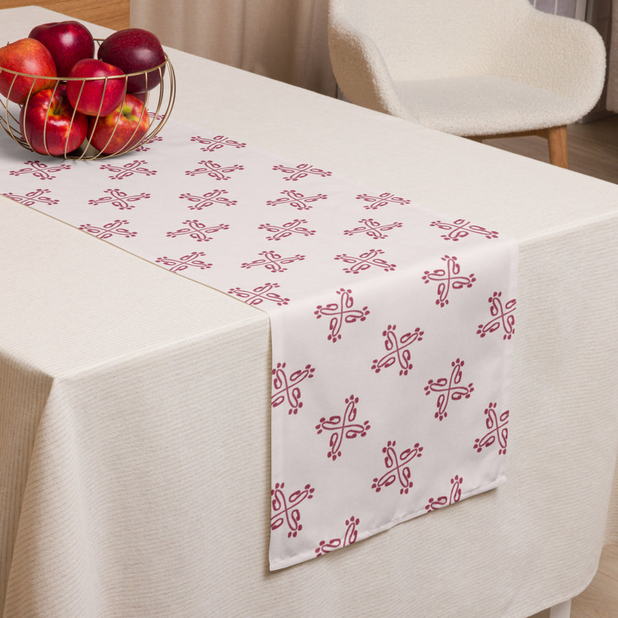 Alison Red Intentions Table Runner mockup 1