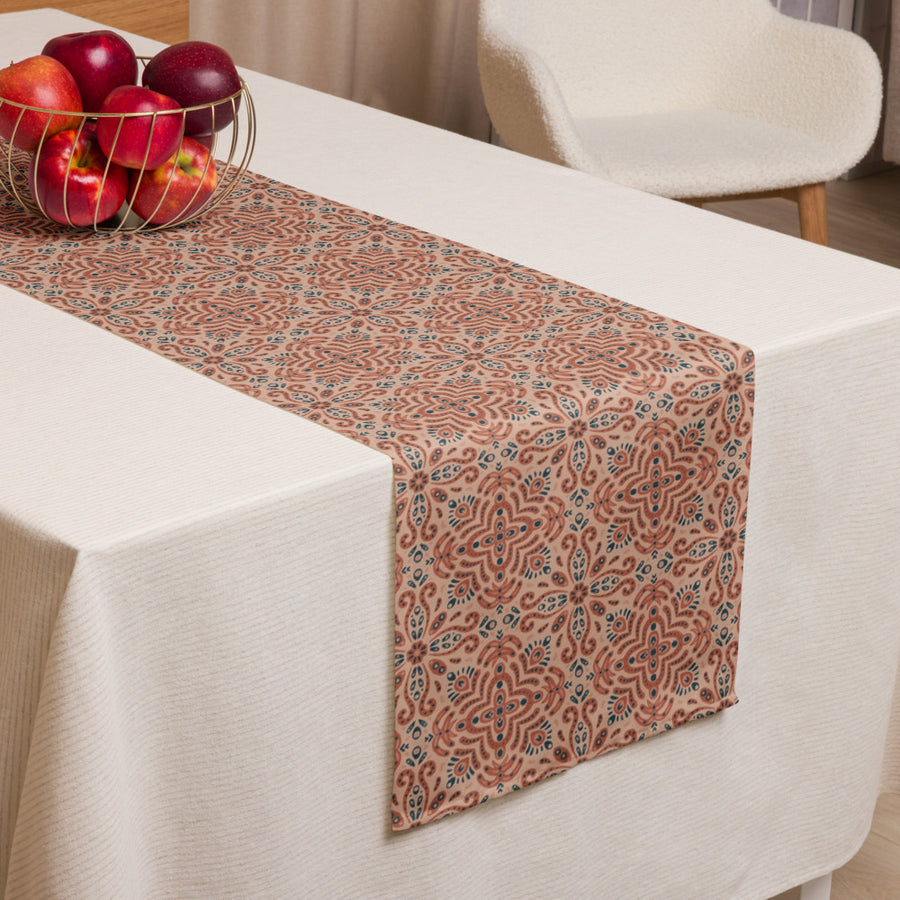 Terracotta Navy Tile Table Runner mockup 1