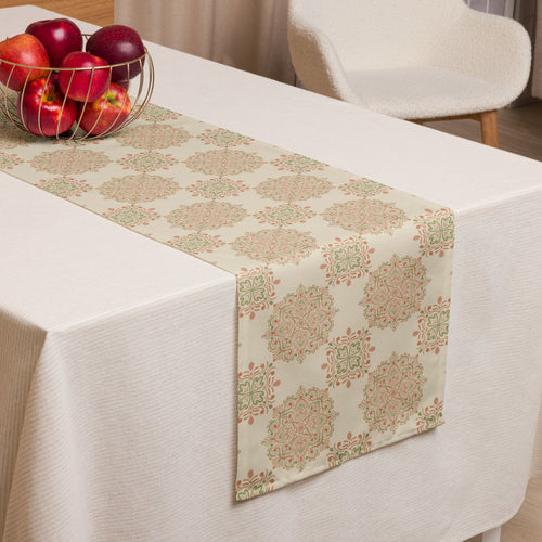 Peach Paisley Tile Table Runner mockup 1 pattern preview