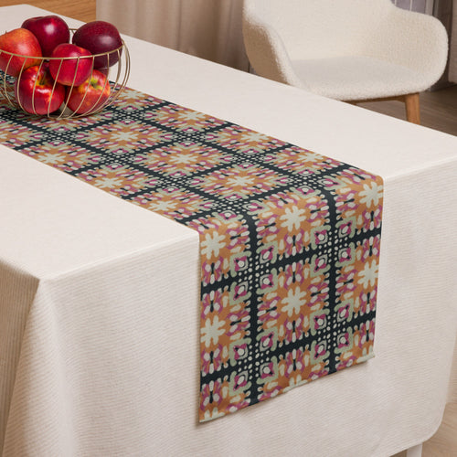 Inkblot Medallion Table Runner mockup 1 pattern preview