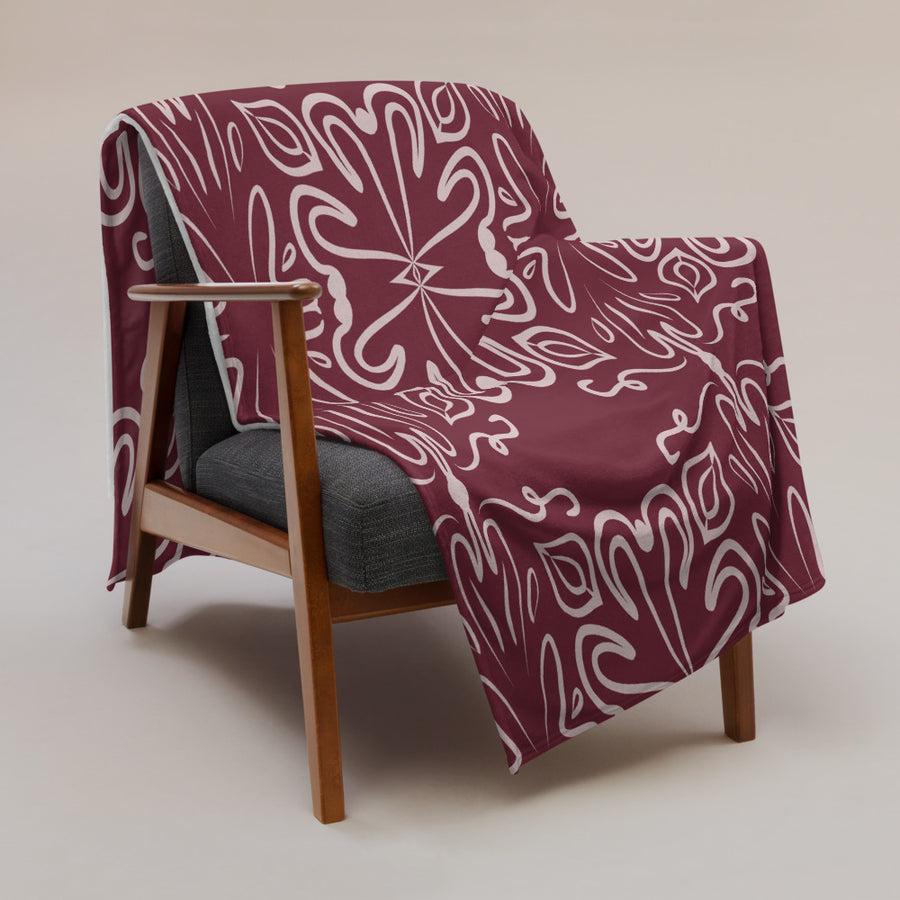 Crimson Garden Fleece Blanket mockup 1