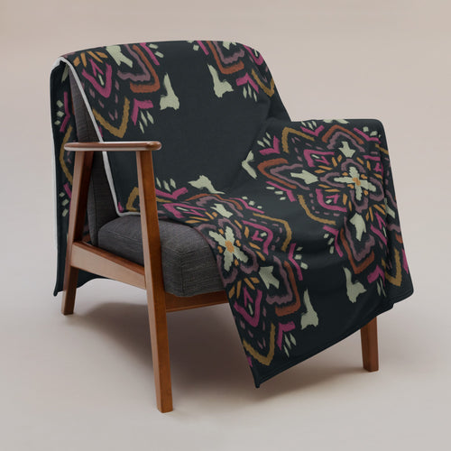 Jewel Ikat Fleece Blanket mockup 1 pattern preview