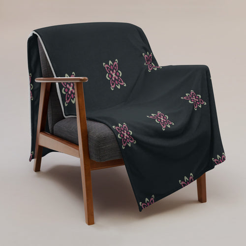 Pink Dot Flower Fleece Blanket mockup 1 pattern preview