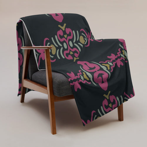 Magenta Baroque Fleece Blanket mockup 1 pattern preview
