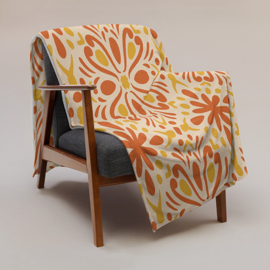 Tangerine Folk Fleece Blanket mockup 1
