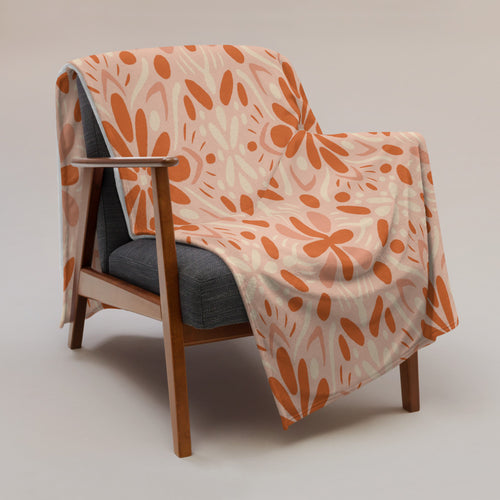 Peach Tonal Bloom Fleece Blanket mockup 1 pattern preview