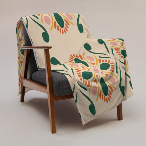 Forest Butterfly Tile Fleece Blanket mockup 1 pattern preview