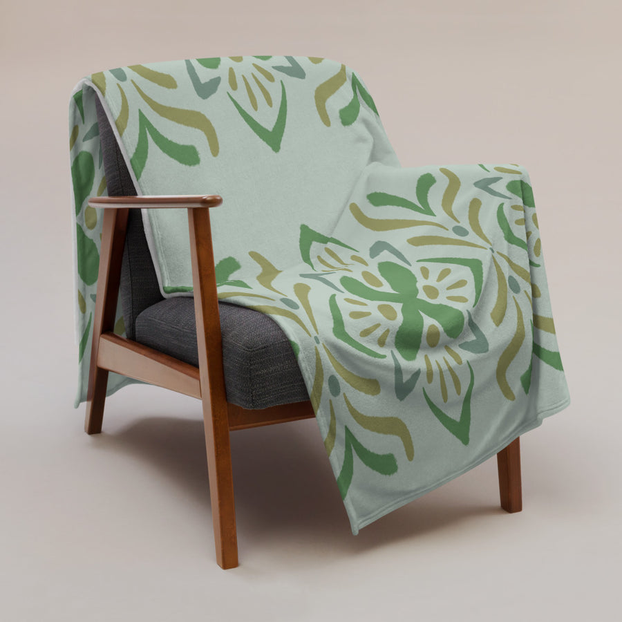 Olive Butterfly Fleece Blanket mockup 1
