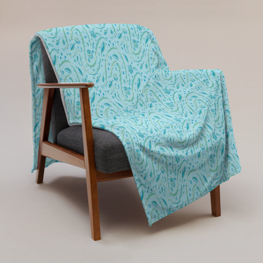 Aqua Vine Scatter Fleece Blanket mockup 1