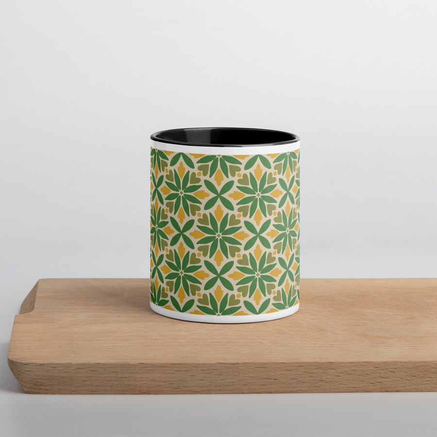 Green Petal Tile Color Inside Mug mockup 1