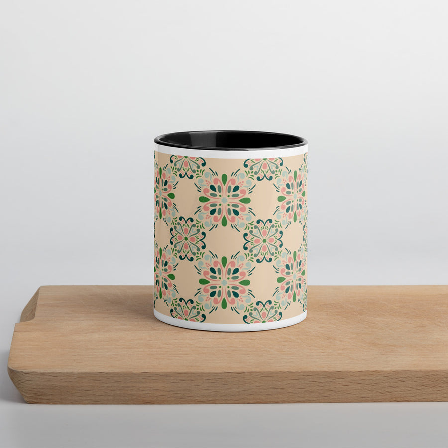 Rose Garden Tile Color Inside Mug mockup 1