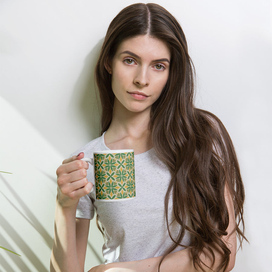 Green Petal Tile Mug mockup 1