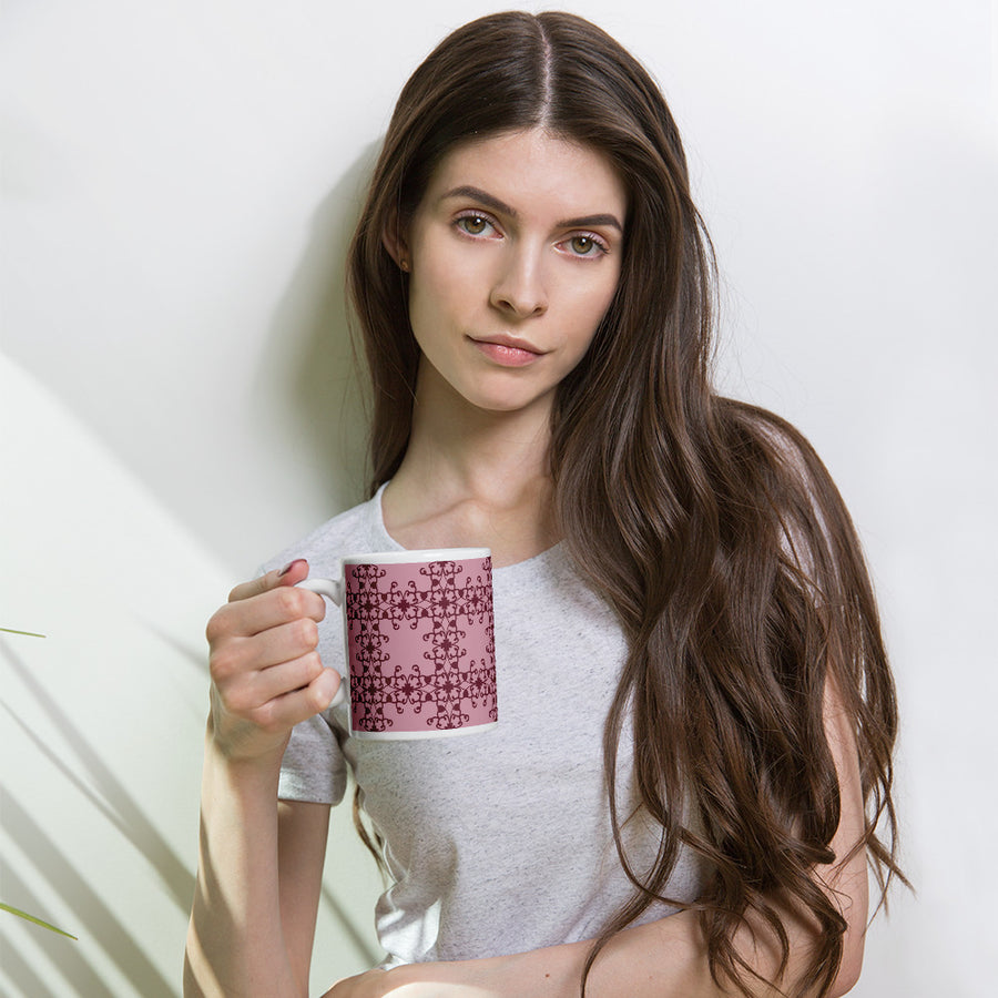 Crimson Scrollwork Mug mockup 1