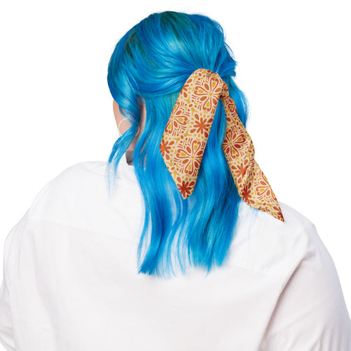 Tangerine Folk Bandana mockup 1 pattern preview
