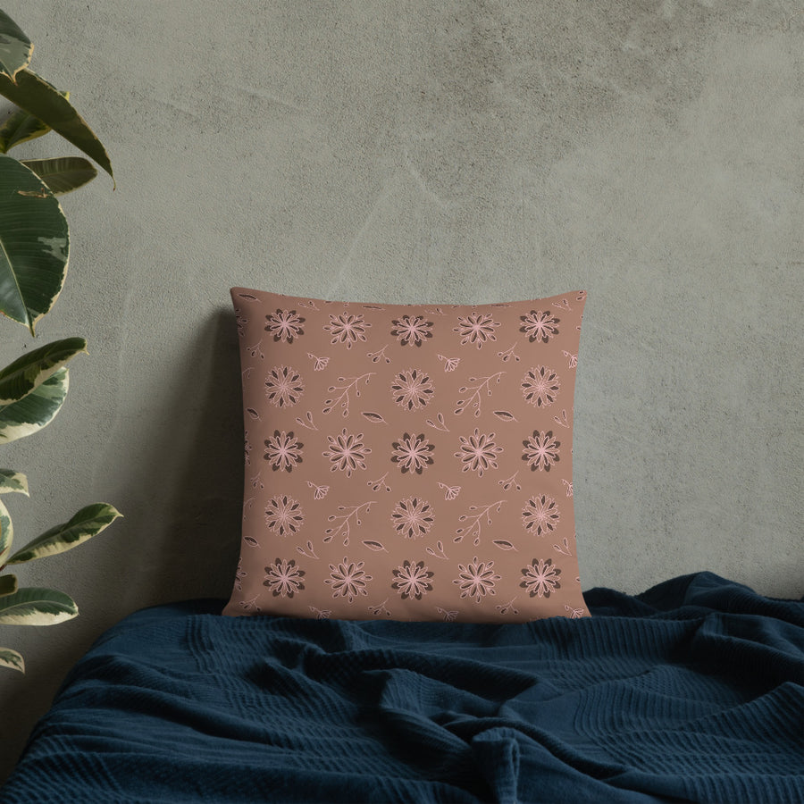 Mocha Botanical Throw Pillow mockup 1