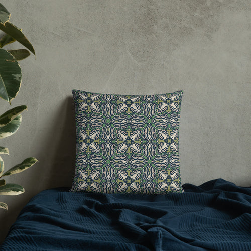 Midnight Folk Tile Throw Pillow mockup 1 pattern preview