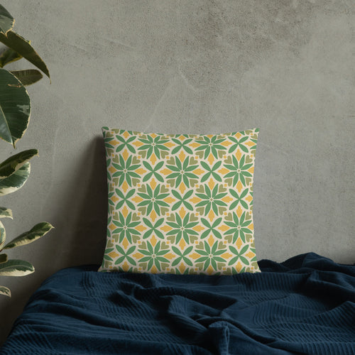 Green Petal Tile Throw Pillow mockup 1 pattern preview