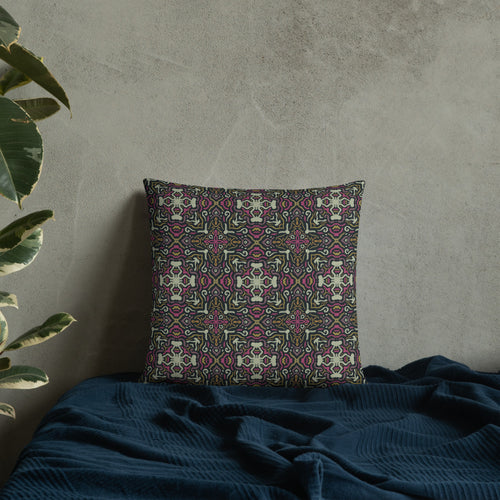 Psychedelic Damask Throw Pillow mockup 1 pattern preview