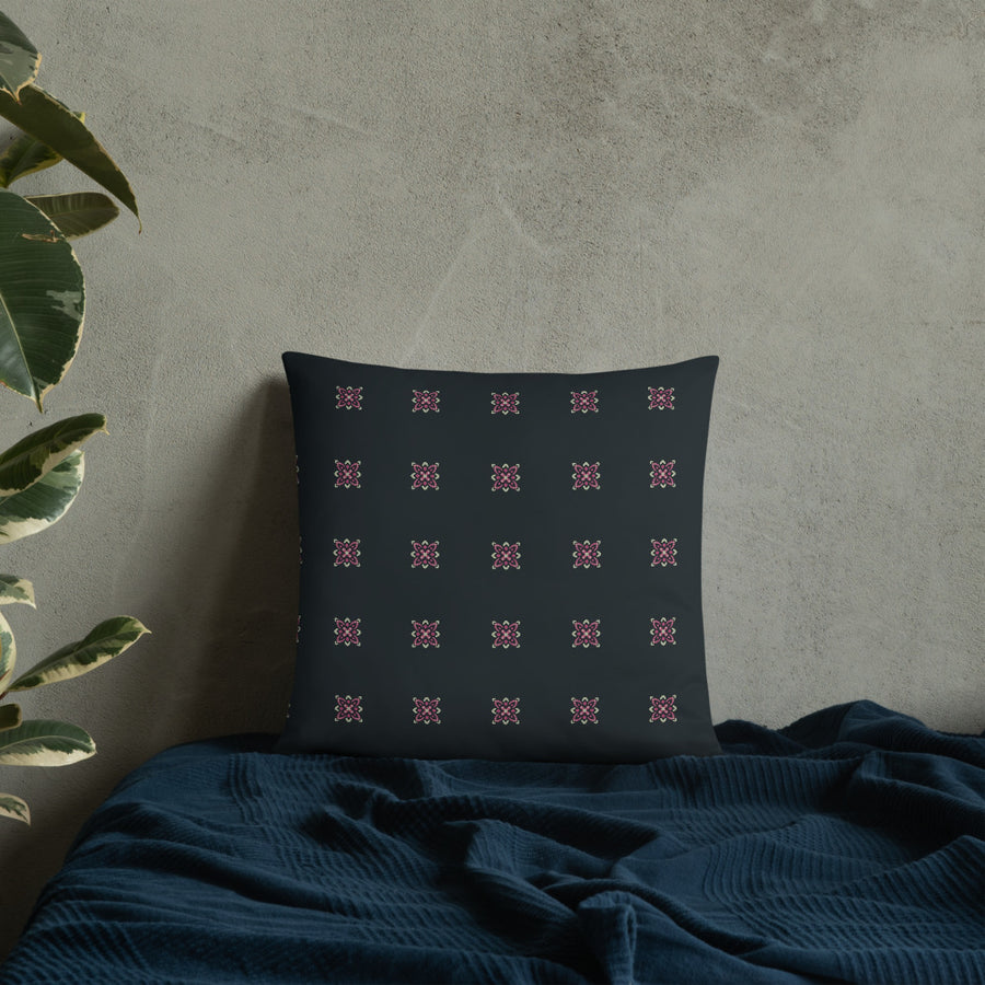 Pink Dot Flower Throw Pillow mockup 1