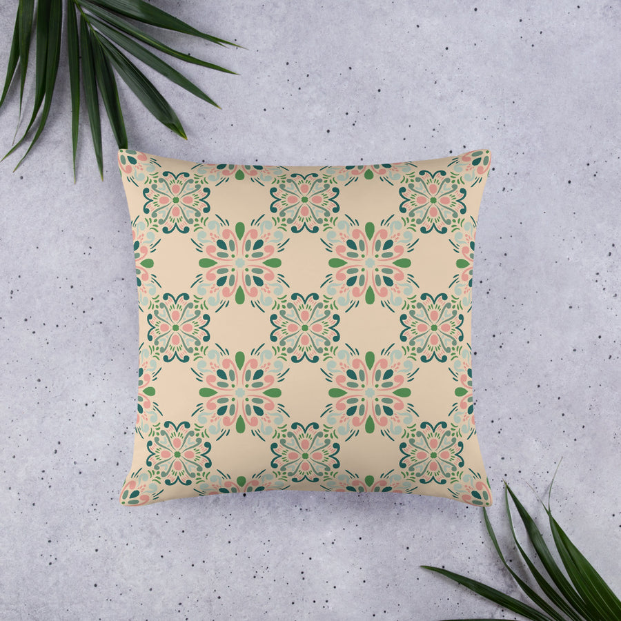 Rose Garden Tile Throw Pillow mockup 2