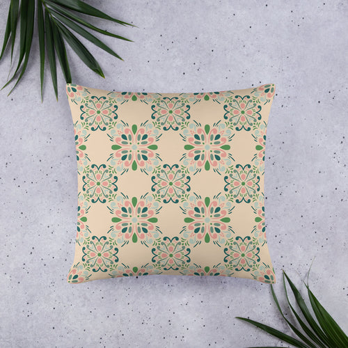Rose Garden Tile Throw Pillow mockup 2 pattern preview